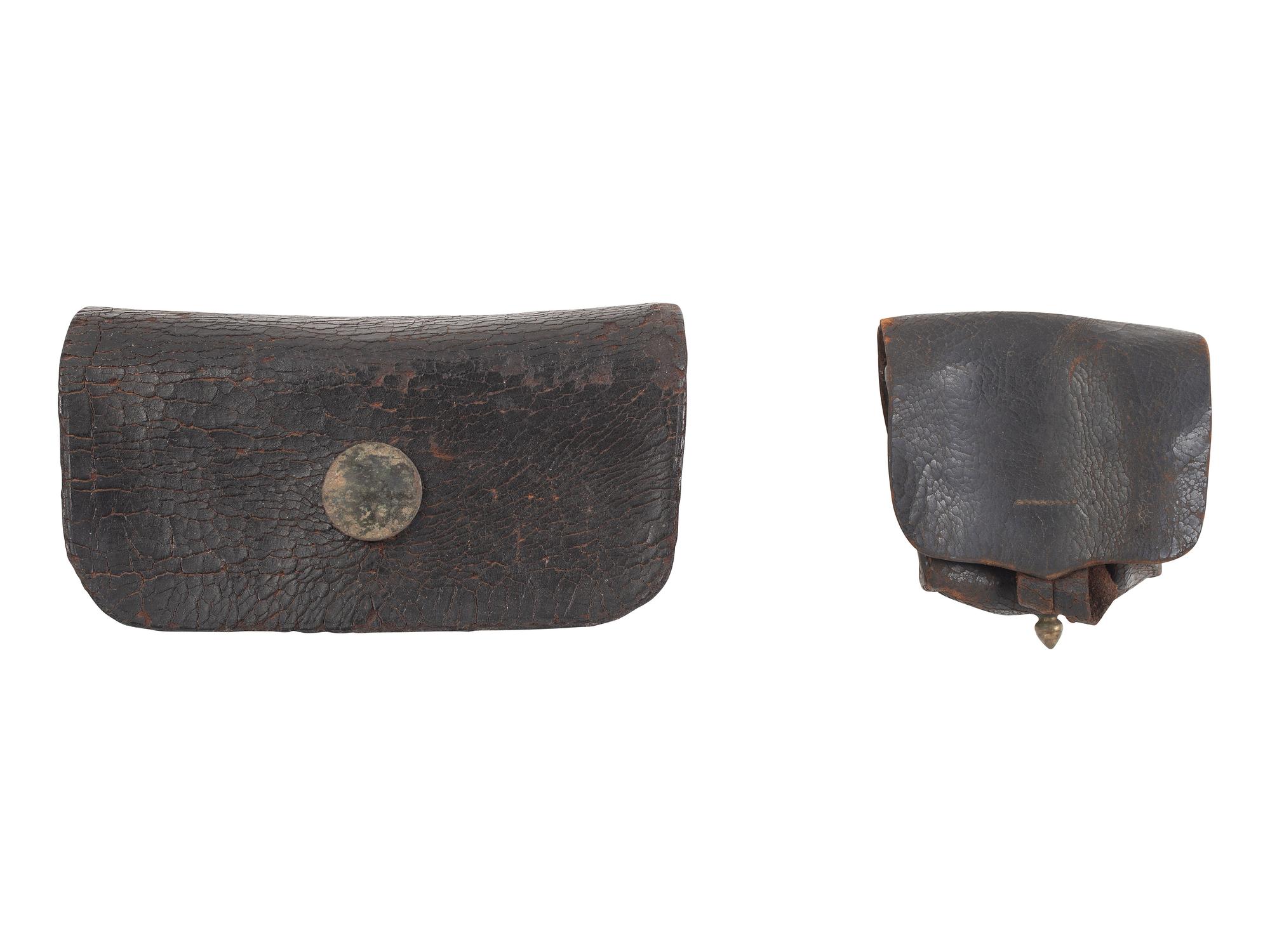 [CIVIL WAR]. 19th century cartridge box and cap box.