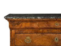 A Louis Philippe Burled Walnut Marble Top Commode