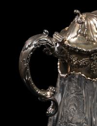 An American Silver Mounted Cut Glass Claret Jug