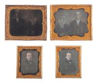 [EARLY PHOTOGRAPHY]. A collection of pairs and trios of cased images featuring the same male and female subjects, including many likely copy images, including: