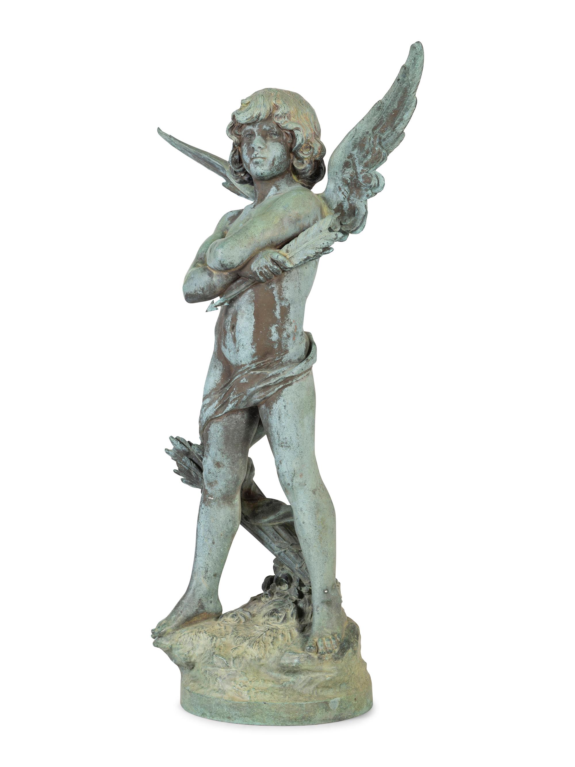 A Bronze Cupid Sculpture, After Auguste Moreau (French, 1834-1917)