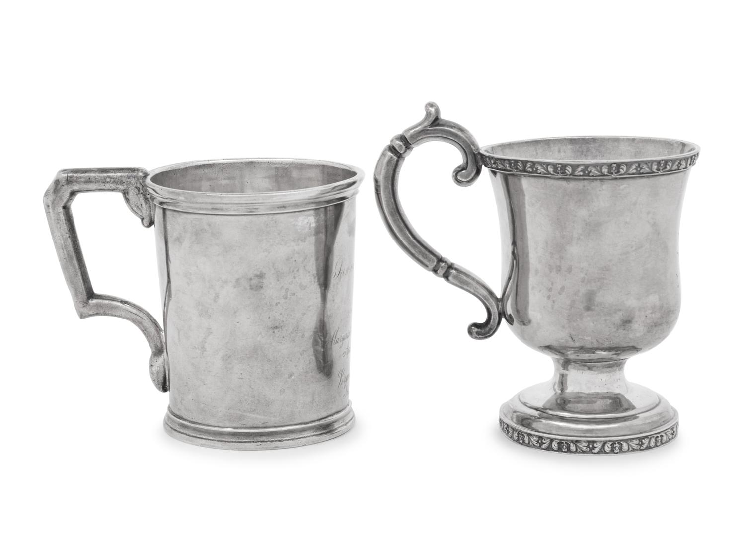 Two American Coin Silver Mugs