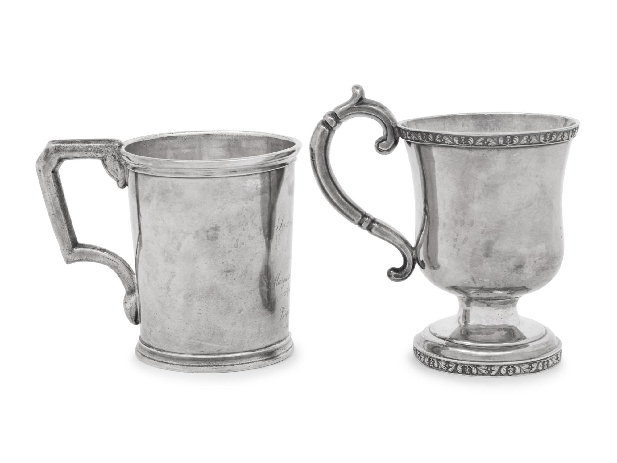 Two American Coin Silver Mugs