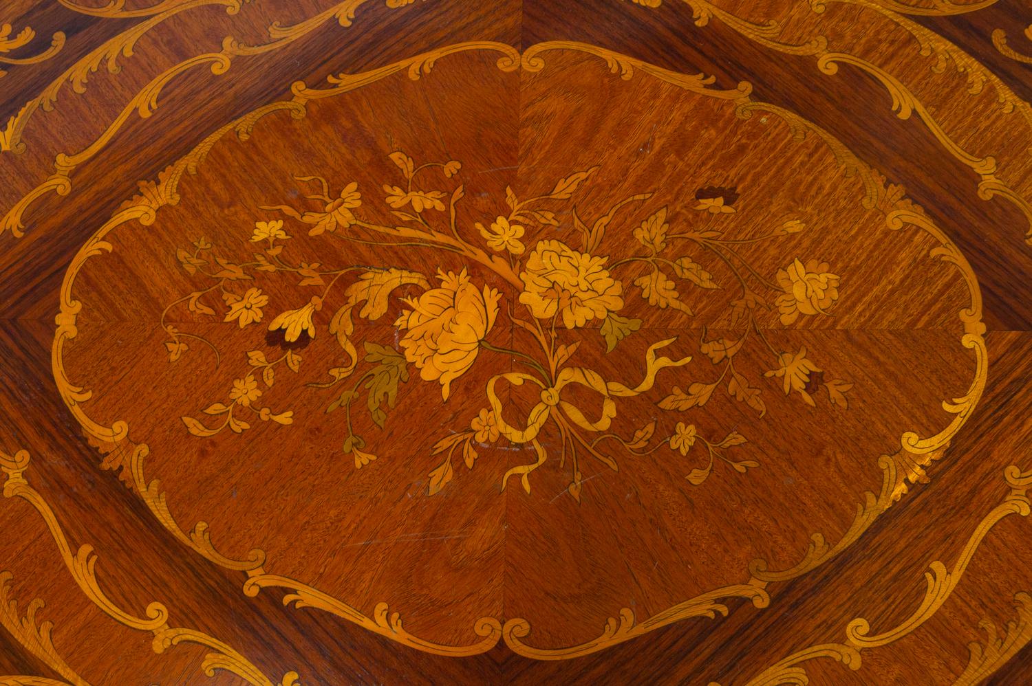 A Louis XV Style Gilt Bronze Mounted Kingwood and Marquetry Low Table