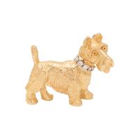 YELLOW GOLD AND DIAMOND SCOTTISH TERRIER DOG BROOCH