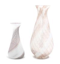 Two Art Glass Vases Height of taller:14 3/4 inches. — MURANO