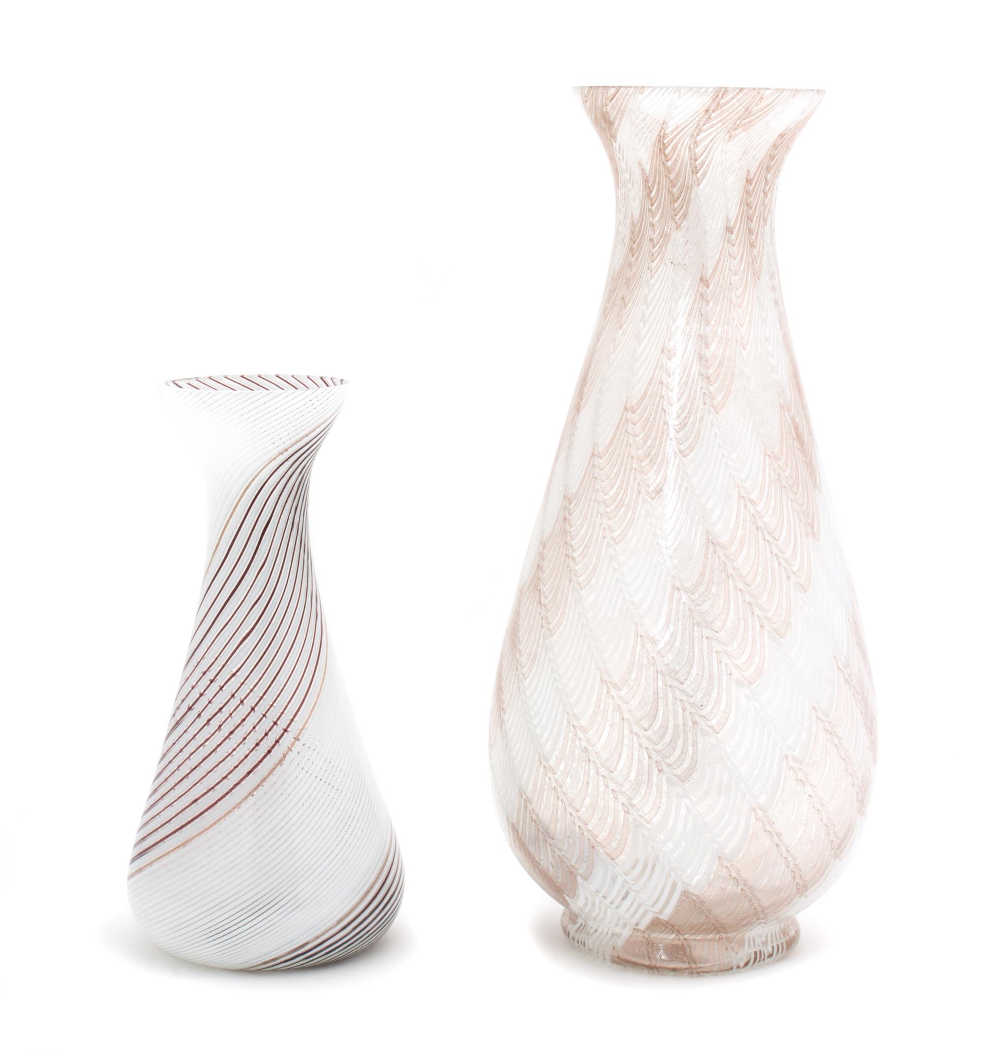 Two Art Glass Vases Height of taller:14 3/4 inches. — MURANO