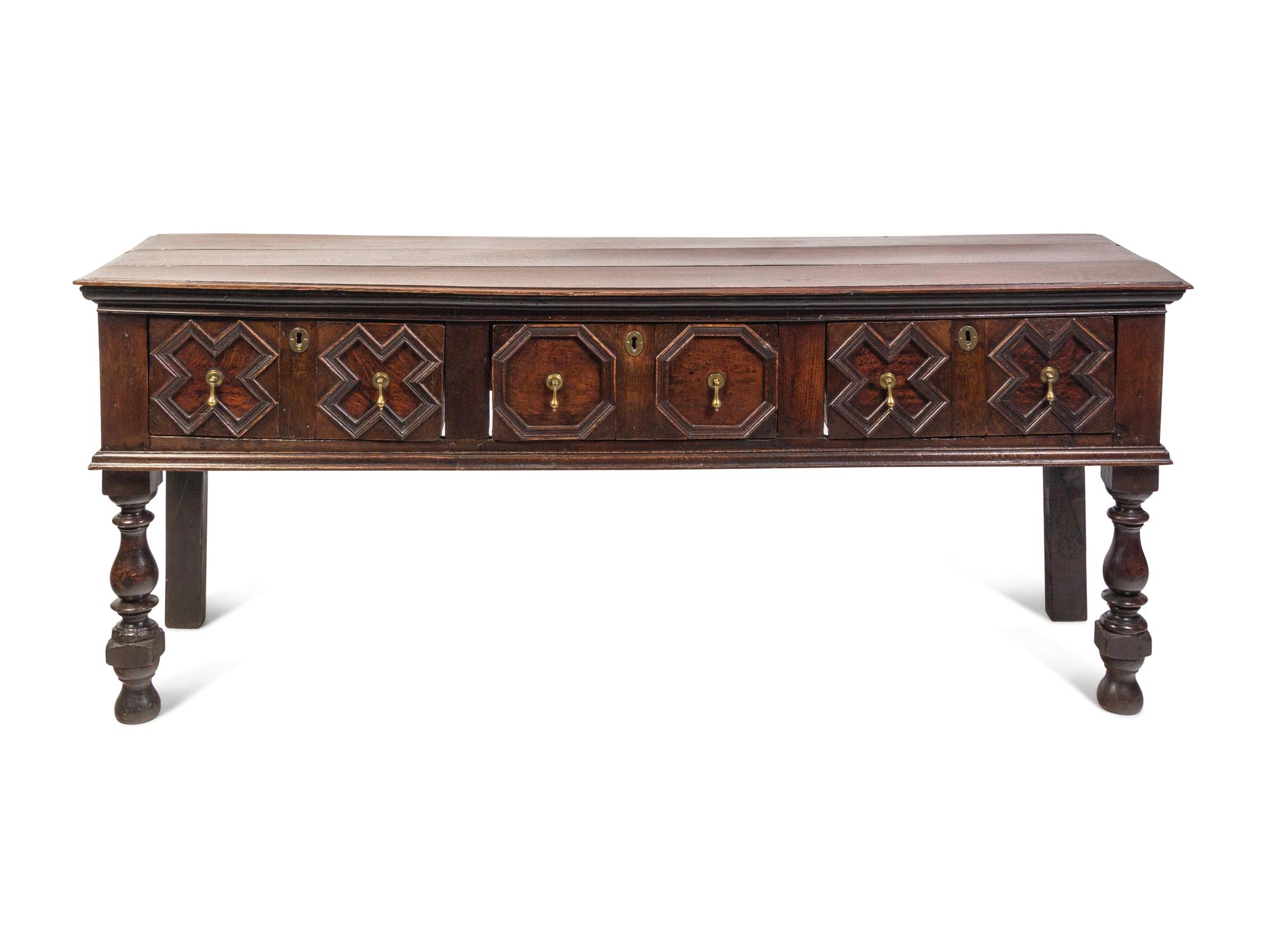 A Charles II Style Oak Sideboard
