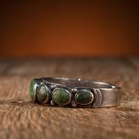 Navajo Silver Ingot and Turquoise Cuff Bracelet