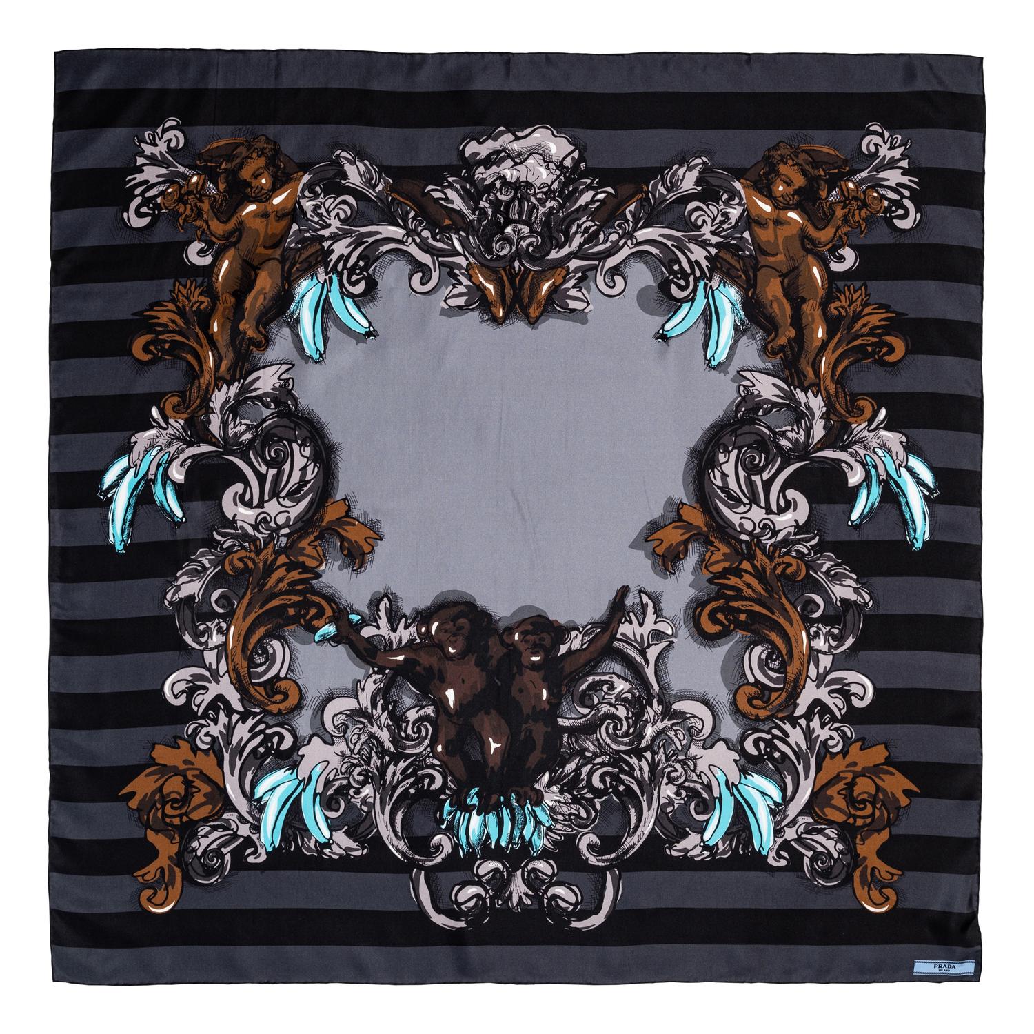 Three Designer Scarves: Two Hermès, One Prada