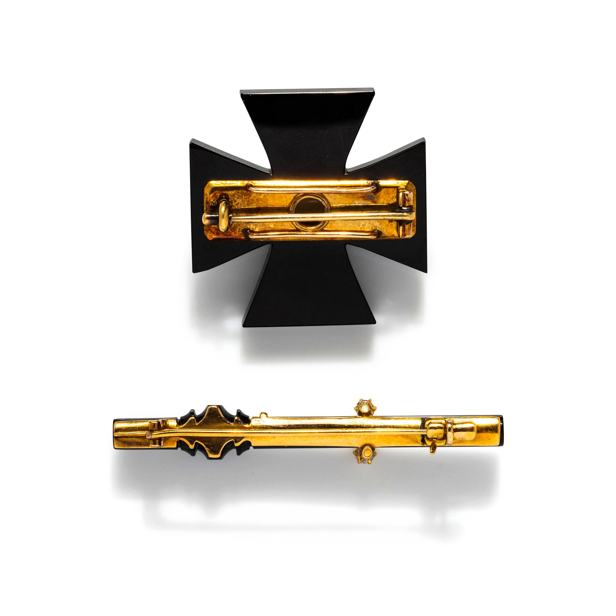 VICTORIAN, COLLECTION OF ONYX PINS