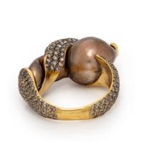Yvel, Baroque Cultured Pearl and Colored Diamond Ring