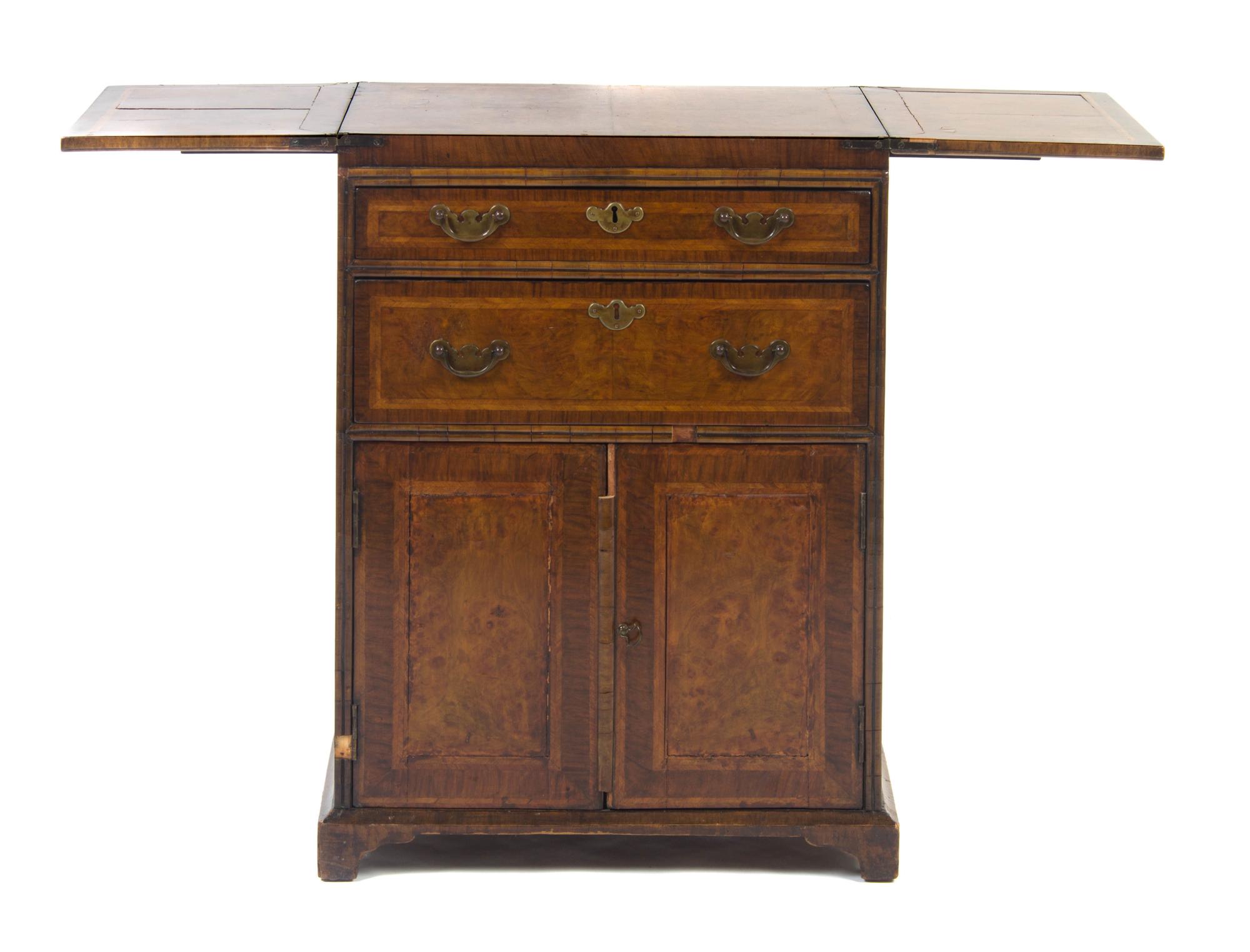 A George II Walnut Side Cabinet, Height 34 7/8 x width 24 x depth 15 3/4 inches.