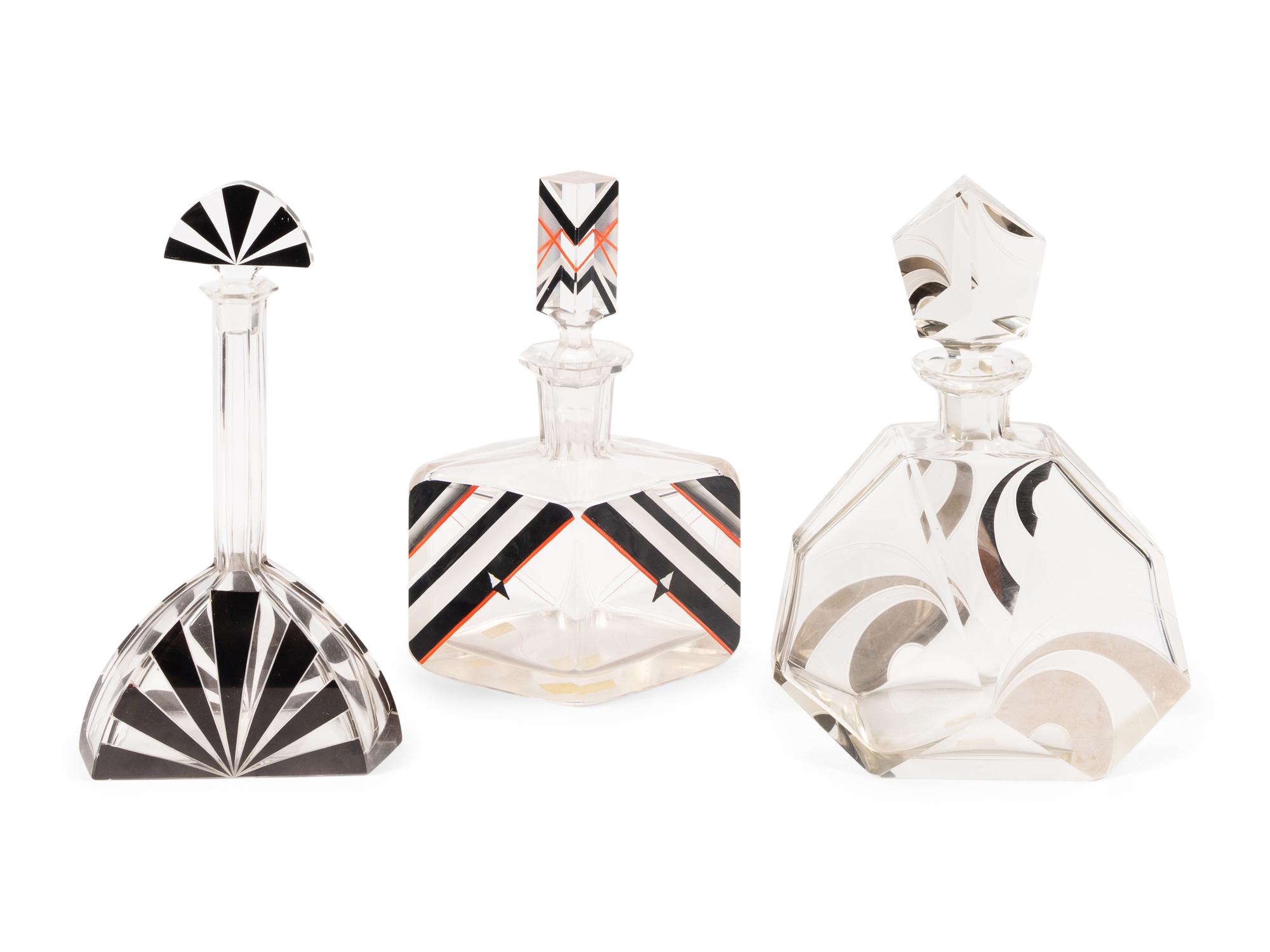 Three Art Deco Glass Cocktail Sets