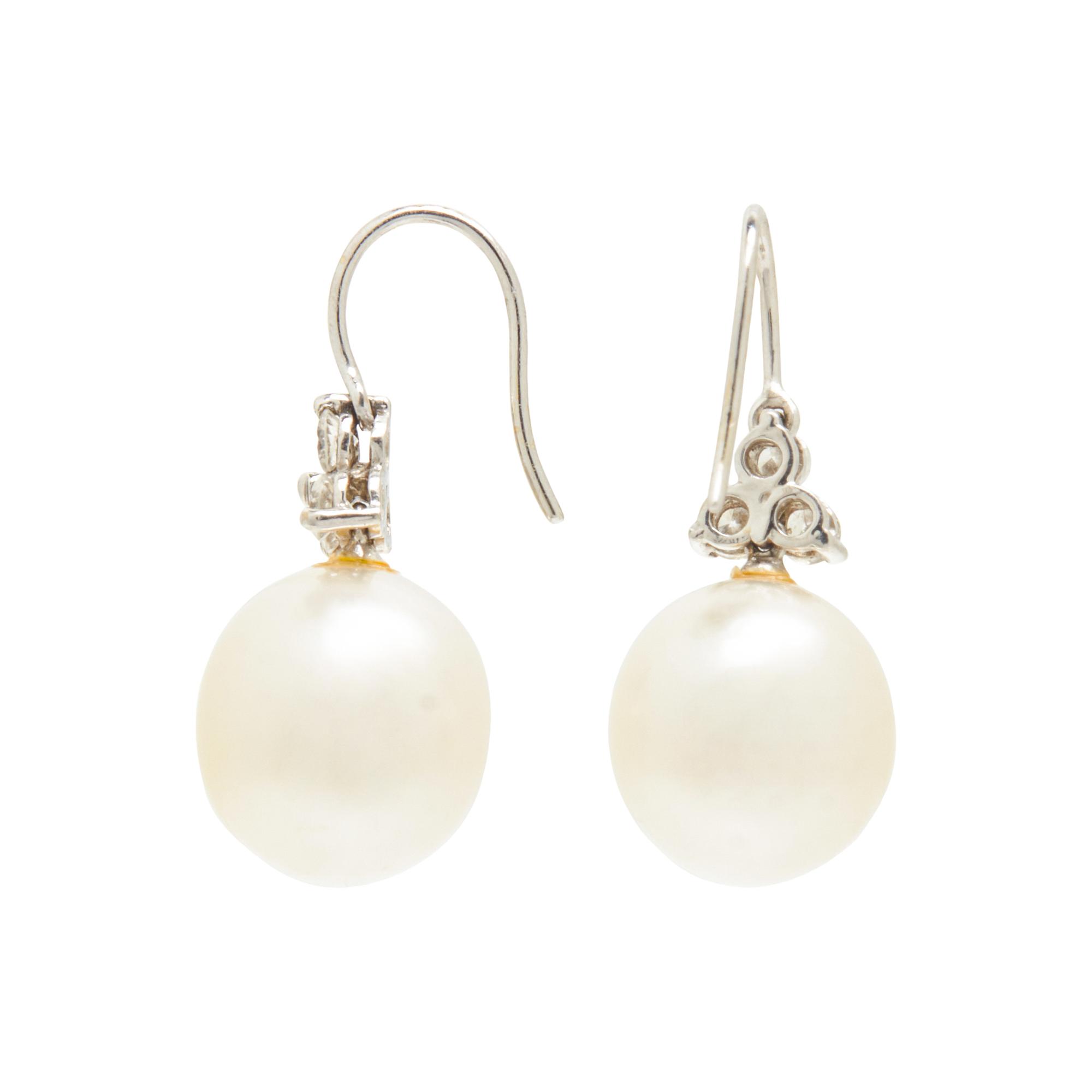 CULTURED SOUTH SEA PEARL AND DIAMOND EARRINGS