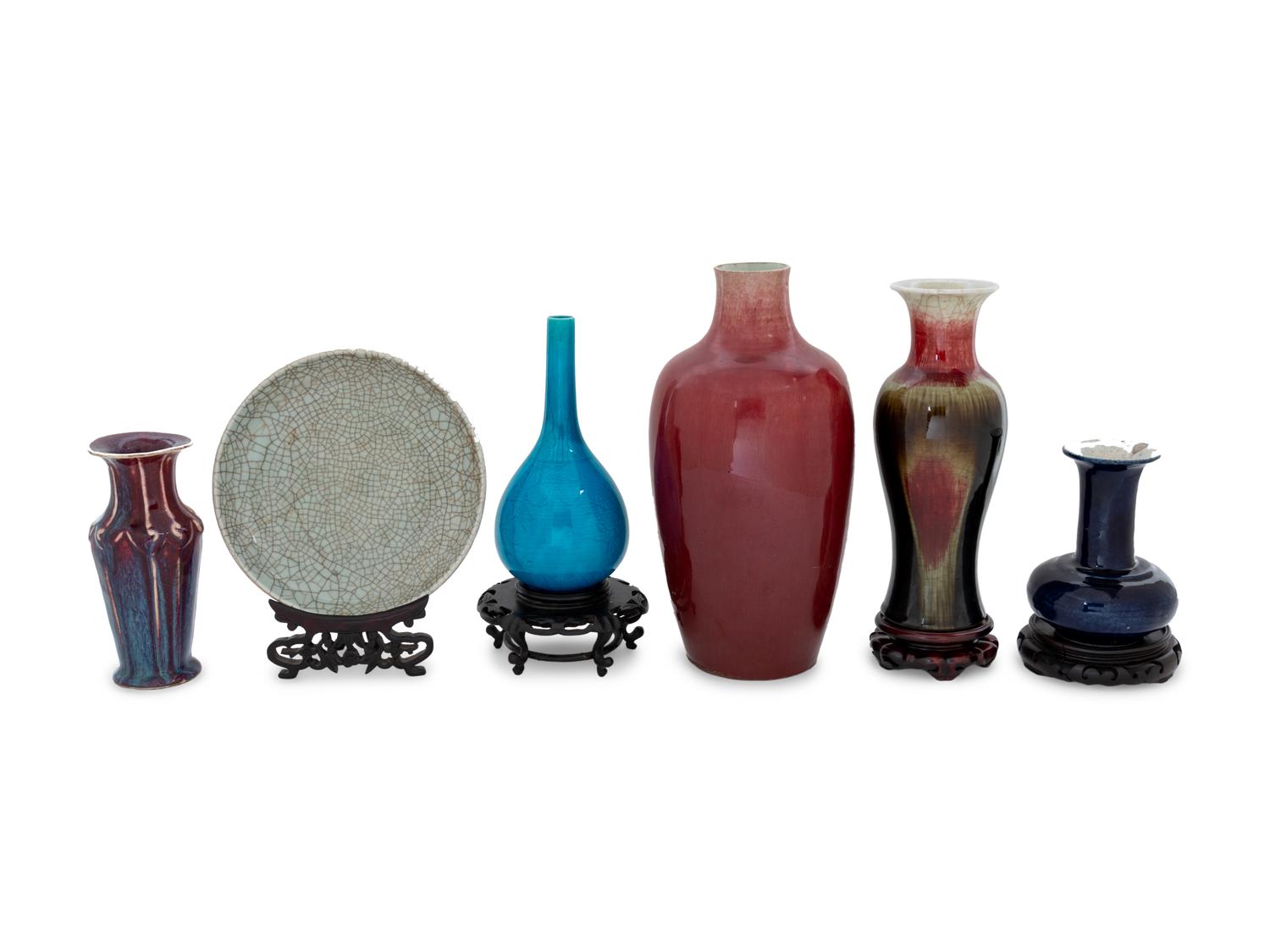 Six Chinese Monochrome Glazed Porcelain Articles