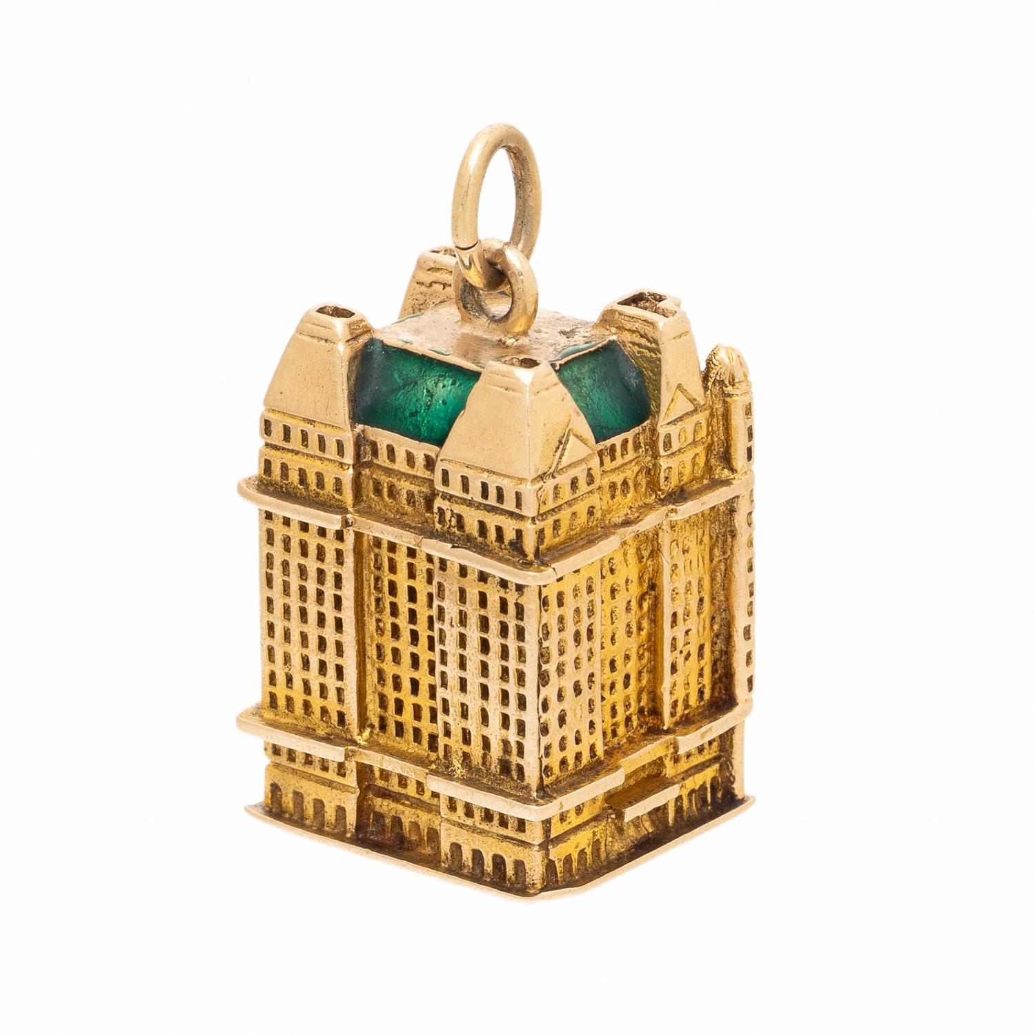 Yellow Gold and Enamel Plaza Hotel Charm