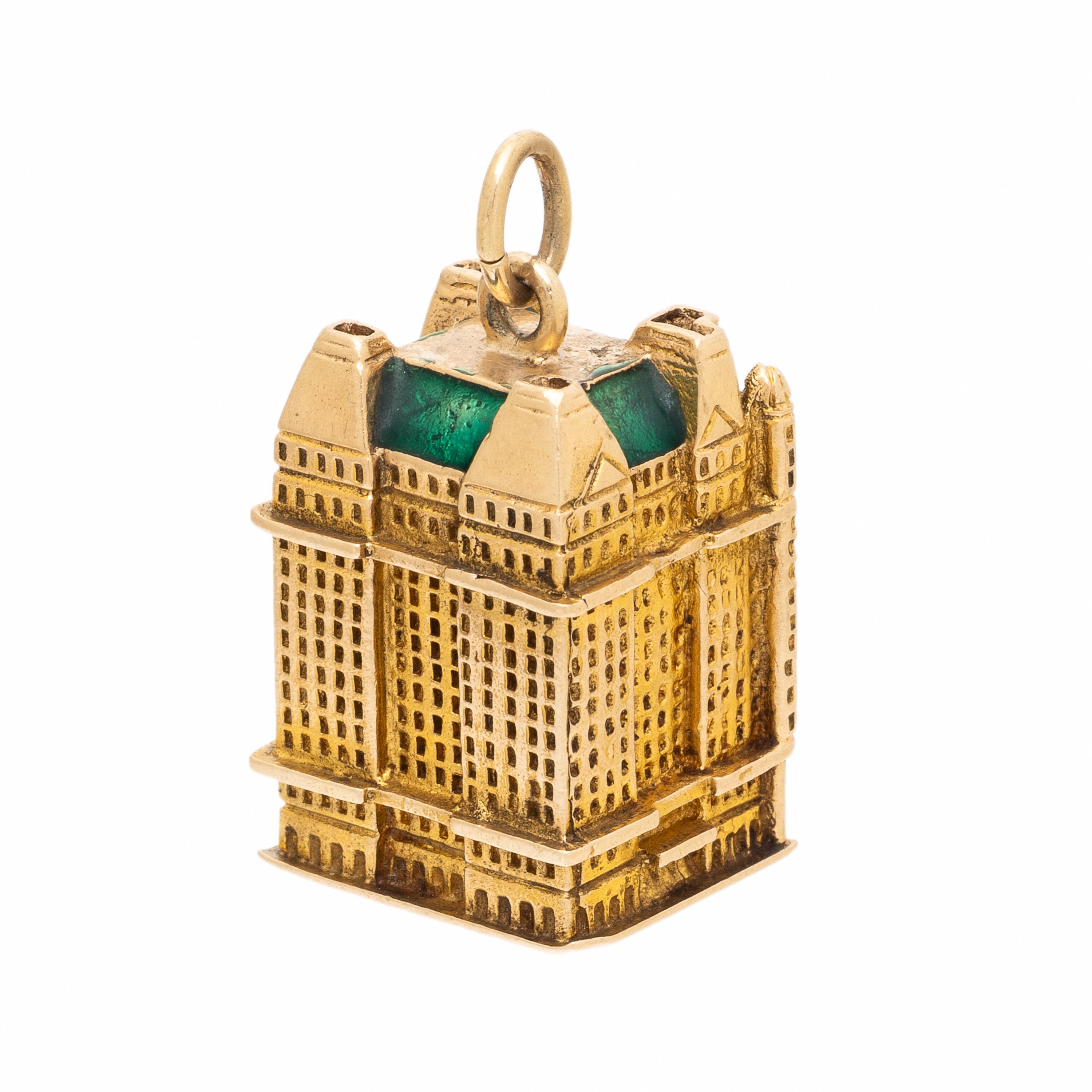 Yellow Gold and Enamel Plaza Hotel Charm