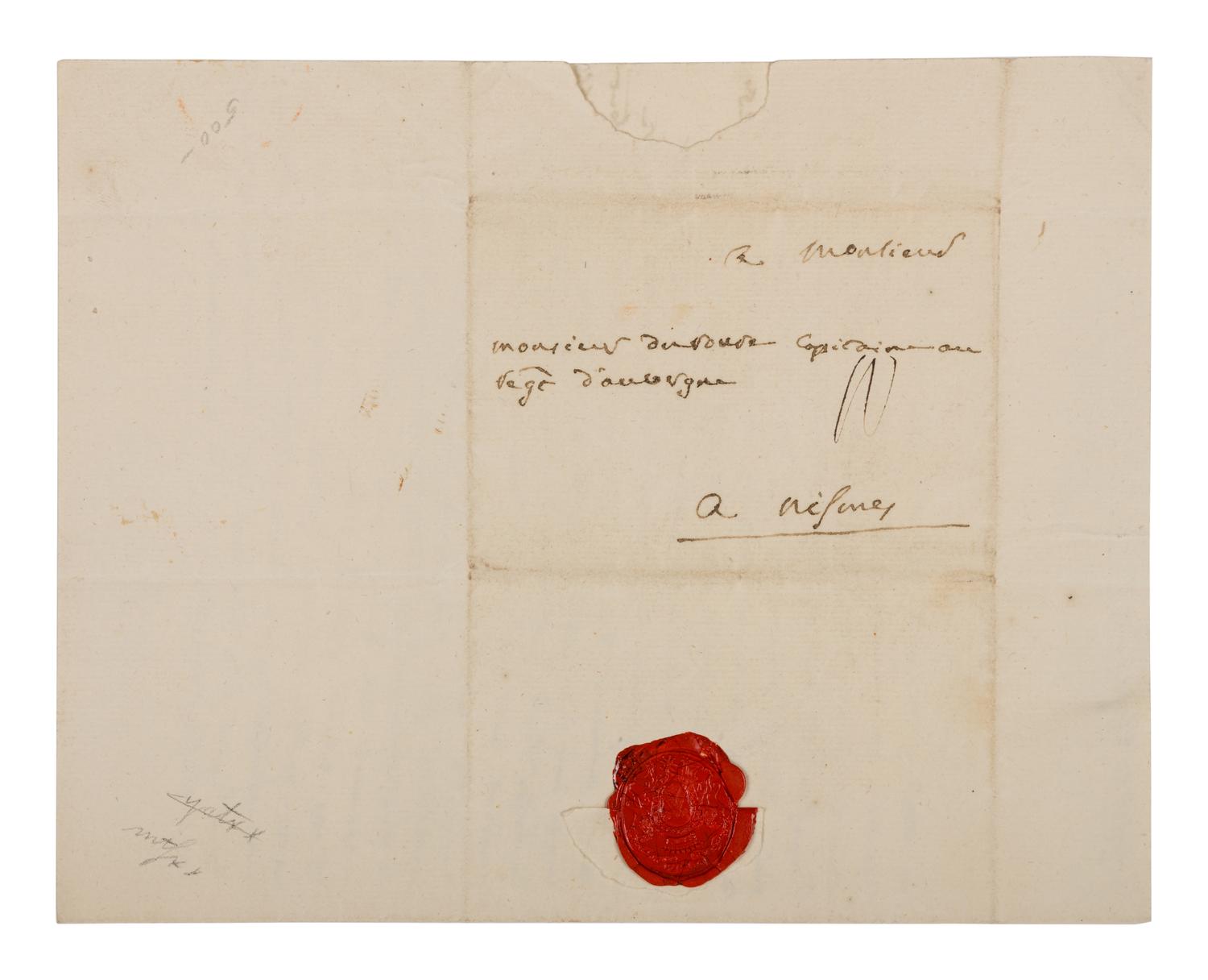 [ENGLISH & CONTINENTAL MANUSCRIPTS]. ROCHAMBEAU, Jean-Baptise, Comte de (1725-1807). Autograph letter signed ("Le Comte de Rochambeau") to unnamed officer dated 18 January 1771.