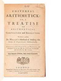 NEWTON, Isaac, Sir (1642-1727). Universal Arithmetick, or a Treatise of Arithmetical Composition and Resolution . London: for J. Senex and W. and J. Innys, 1728.