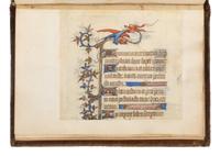 [LEAF BOOK - ILLUMINATED MANUSCRIPTS]. A leaf book containing various illuminated leaves from several Books of Hours, most executed in France, ca 13th-15th centuries.