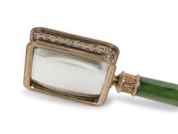 A Fabergé Silver-Gilt and Carved Nephrite Jade Magnifying Glass