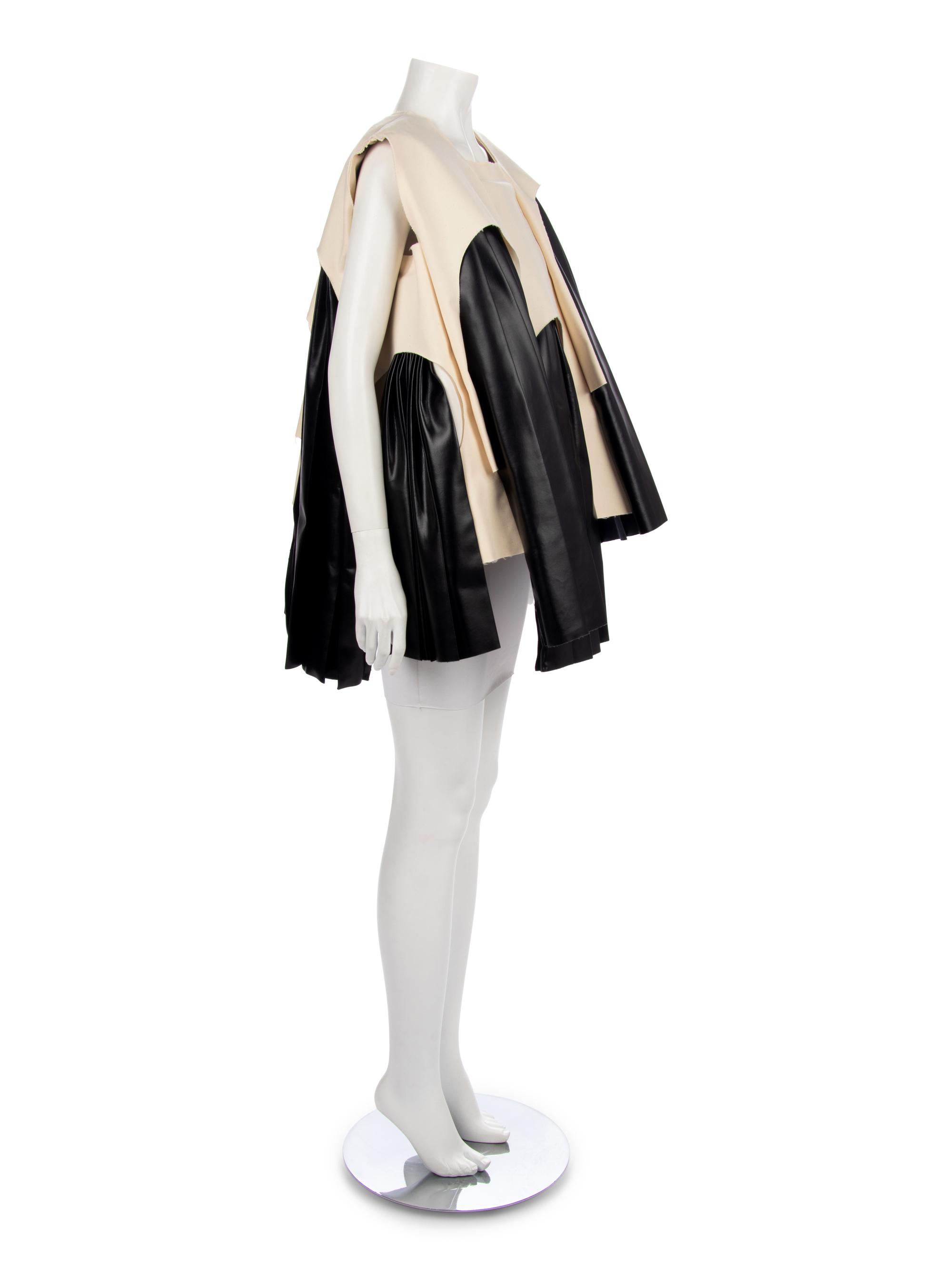 Comme des Garcons Black Faux Leather and Natural Muslin Tunic, 1990-2000s