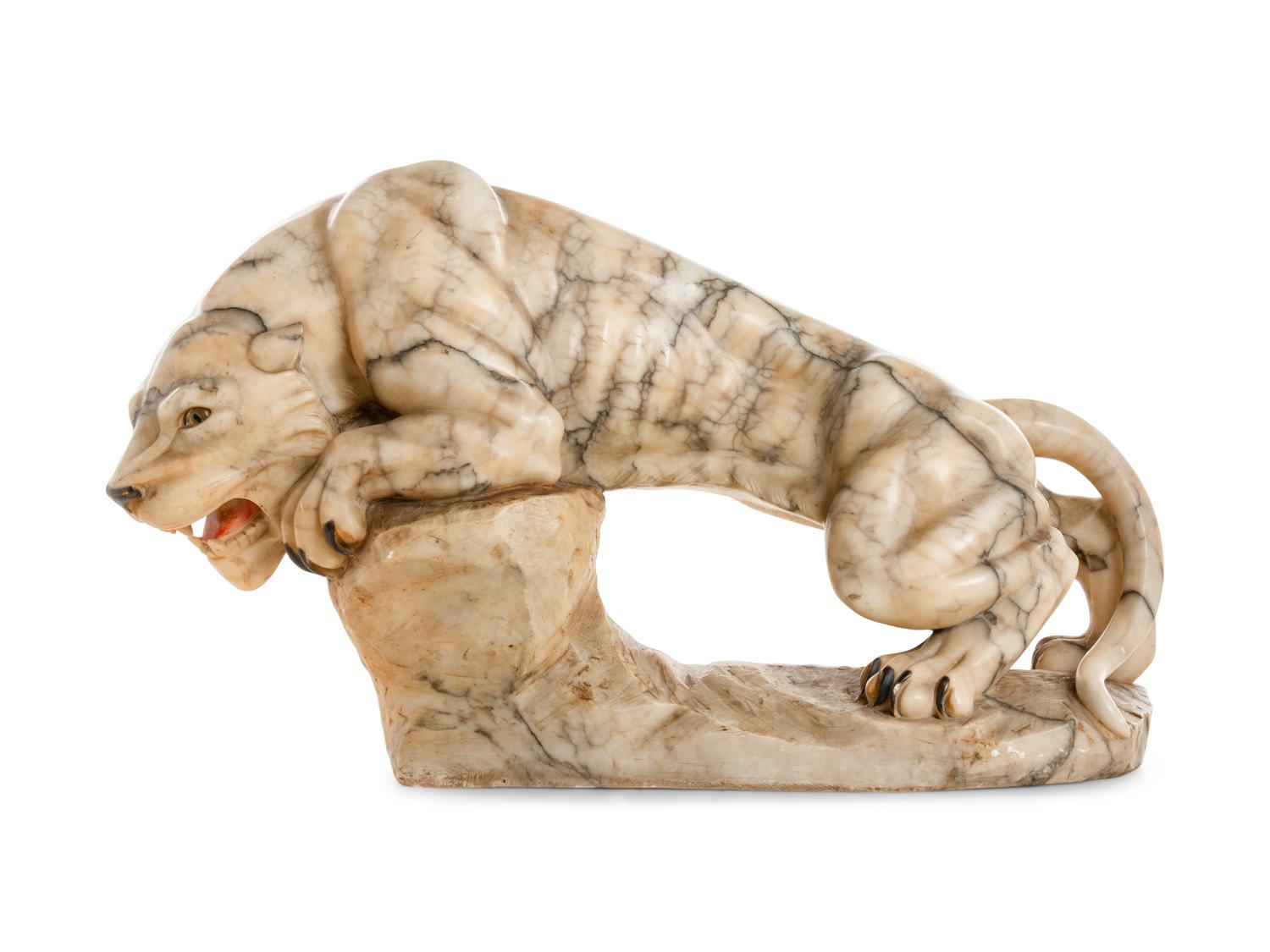 An Italian Alabaster Figure of a Tiger