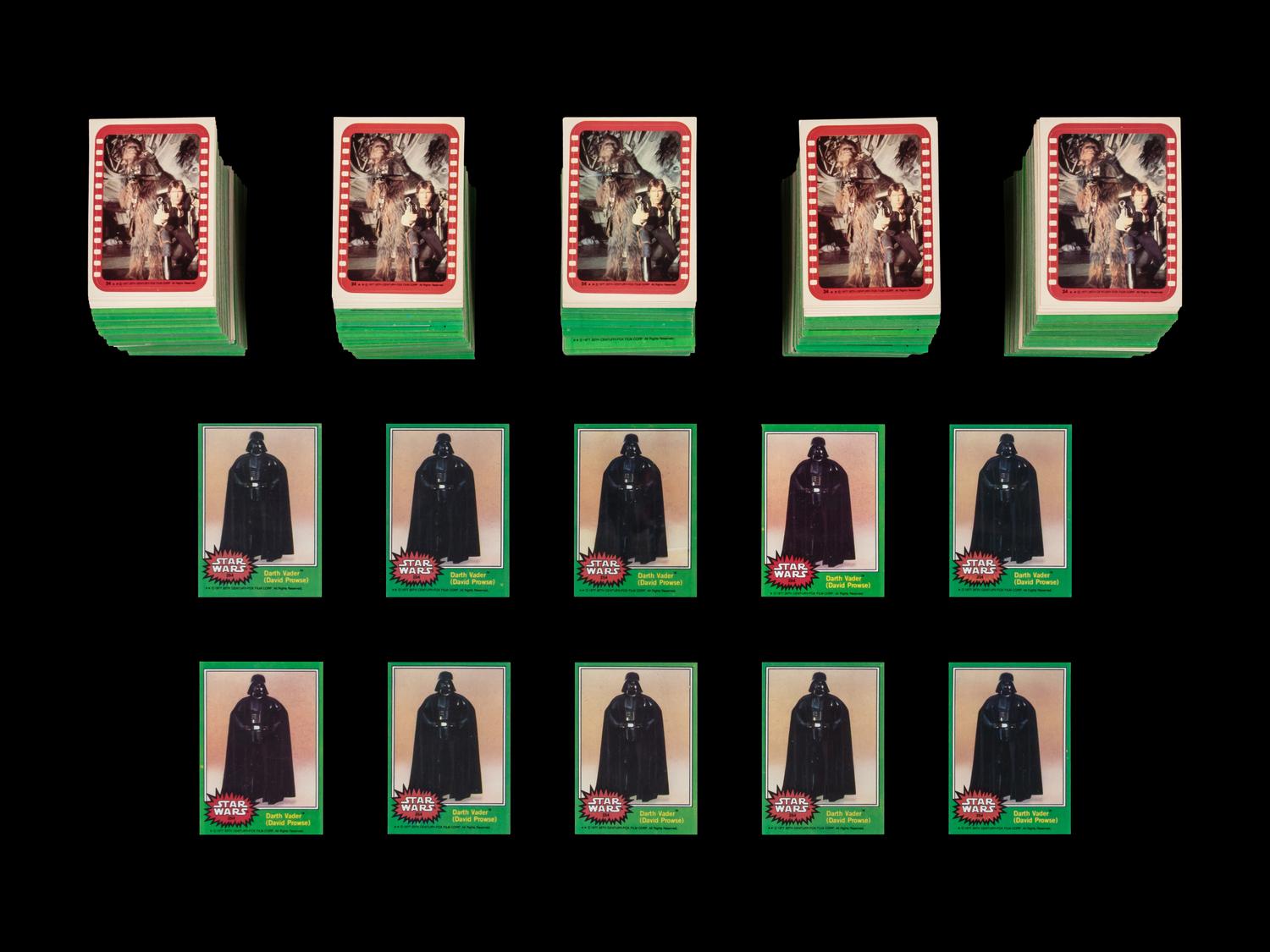 A Collection of 10 Green 1977 Topps Star Wars Series Four Complete Sets With Stickers (66 Cards, 11 Stickers Per Set)