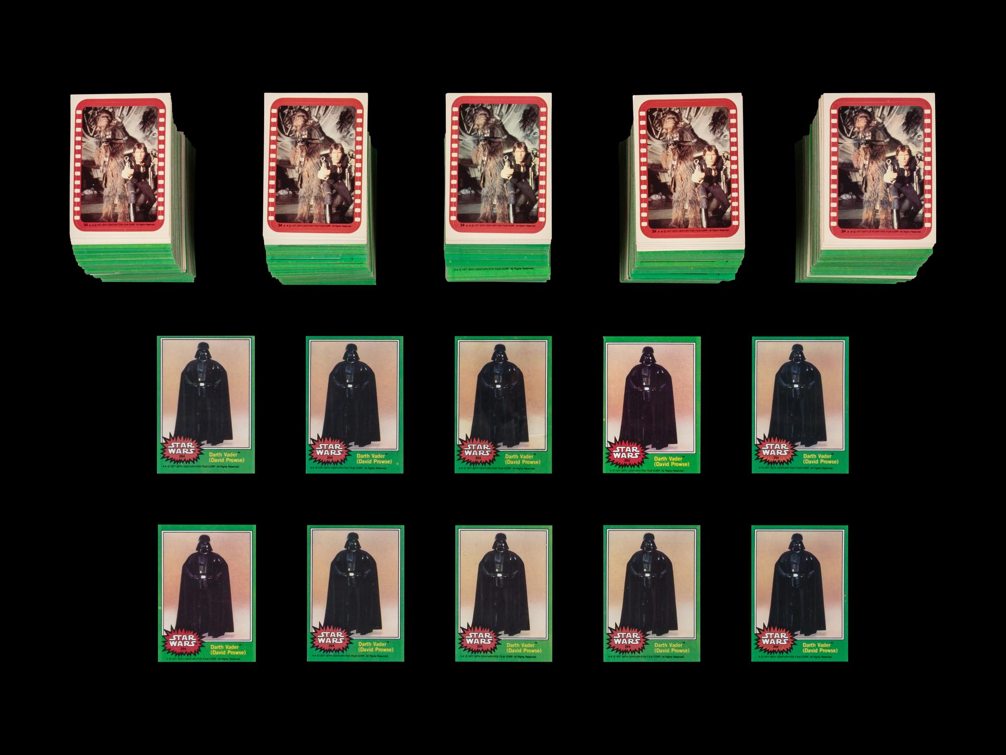 A Collection of 10 Green 1977 Topps Star Wars Series Four Complete Sets With Stickers (66 Cards, 11 Stickers Per Set)