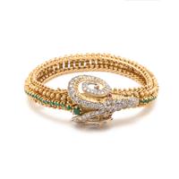 YELLOW GOLD, EMERALD AND DIAMOND BRACELET