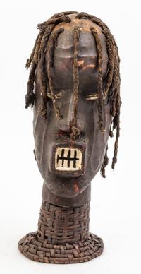 A Painted Wood Bust Height 15 5/8 inches.