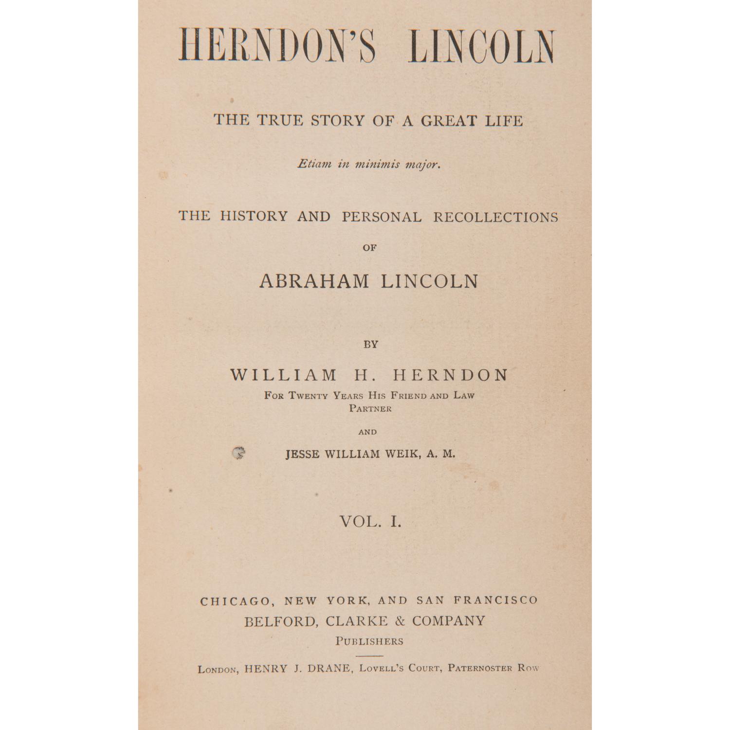 Abraham Lincoln, Rare Books Related to his Life and Political Career