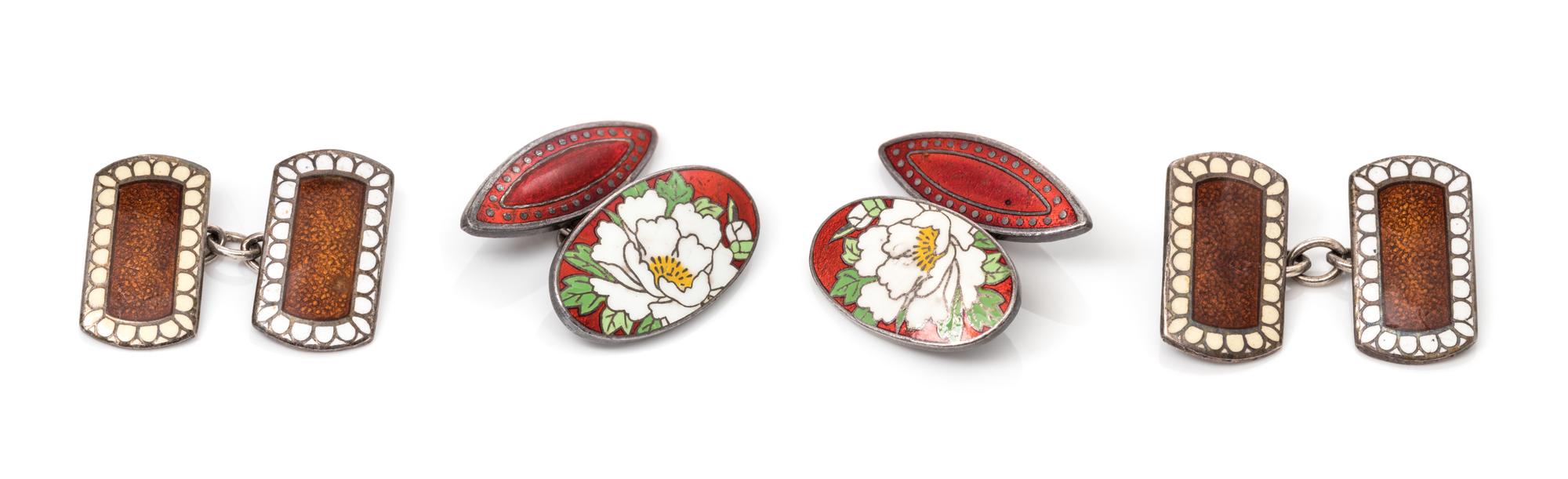 A Collection of Silver and Enamel Cufflinks, 9.30 dwts.