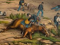 A group of 3 Kurz & Allison lithograph prints depicting battles of the American Civil War, comprising: