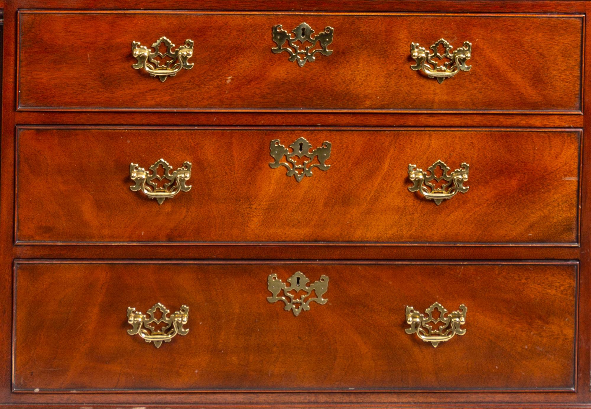 An American Chinese Chippendale Style Carved Mahogany Chest on Chest