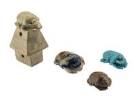 Four Egyptian Faience and Stone Scarabs