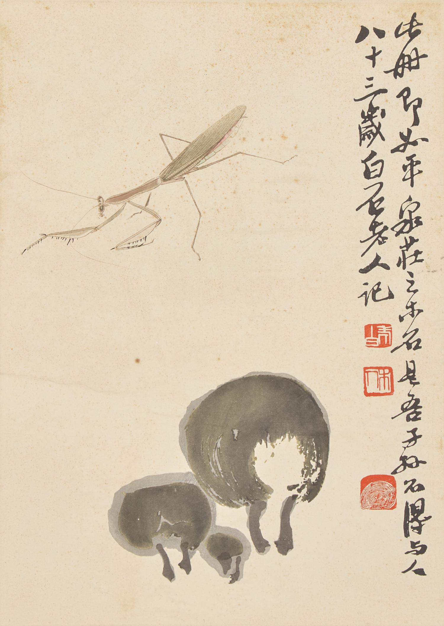 Two Qi Biashi Prints (Chinese, 1864-1957) 齊白石（1864-1957）木版水印兩幅