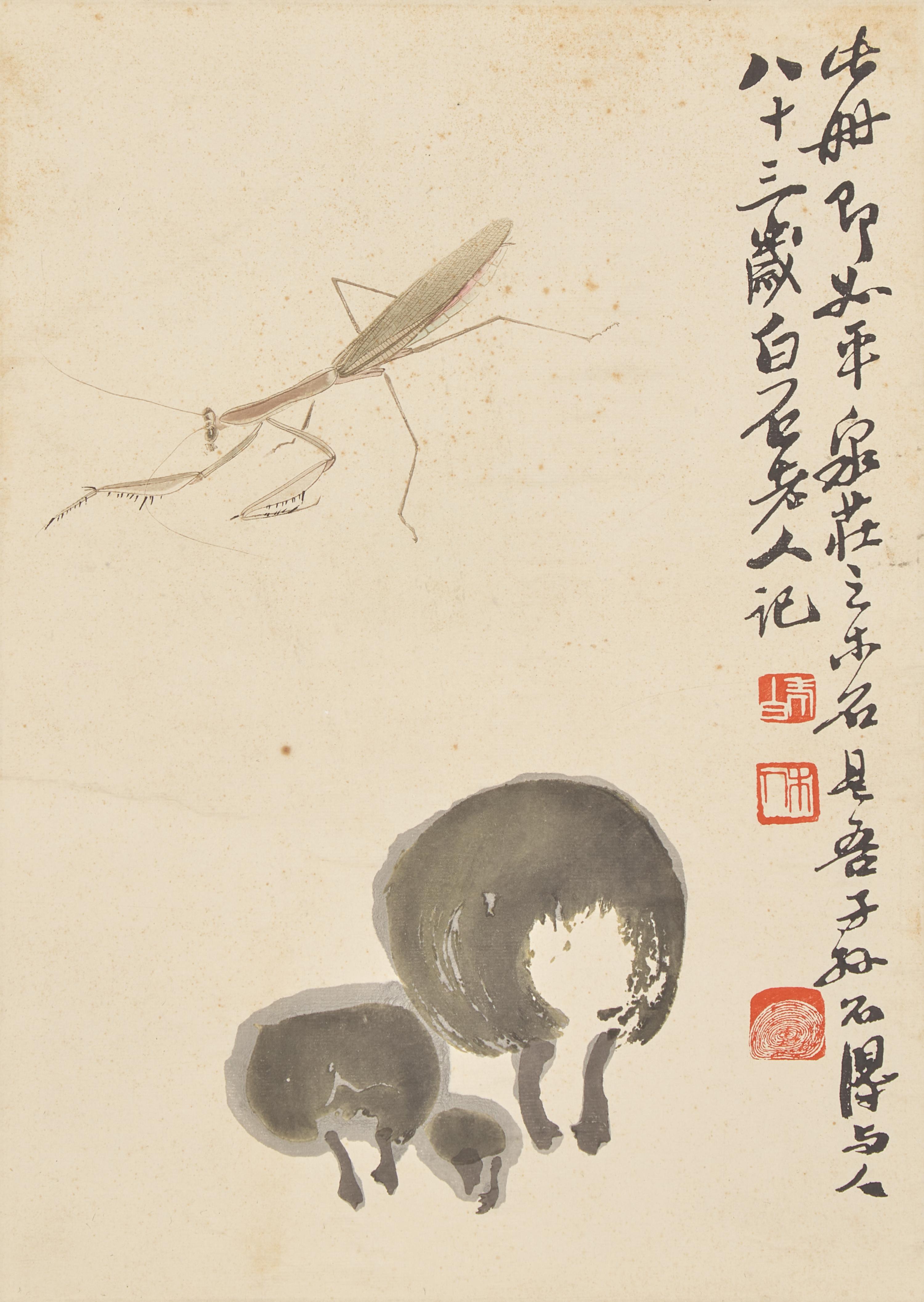 Two Qi Biashi Prints (Chinese, 1864-1957) 齊白石（1864-1957）木版水印兩幅