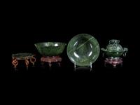 Four Spinach Jade Vessels