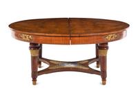 A French Gilt Bronze and Jasperware Mounted Burlwood Dining Suite