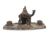 An Austrian Cold Painted Cast Metal Figural Ink Stand in the Manner of Franz Bergman