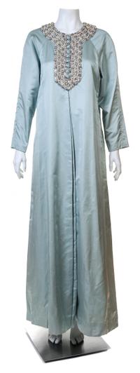 A Malcolm Starr Pale Blue Silk Caftan, Size 14.