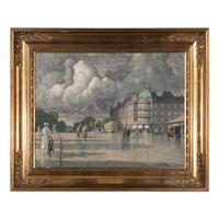 Paul Fischer (Danish, 1860-1934) — Copenhagen Street after a Rain Shower