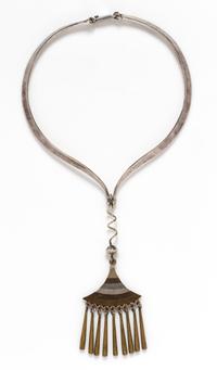 A Silver Plate, Brass and Copper Fringe Collar Necklace, Los Castillo, 54.20 dwts.