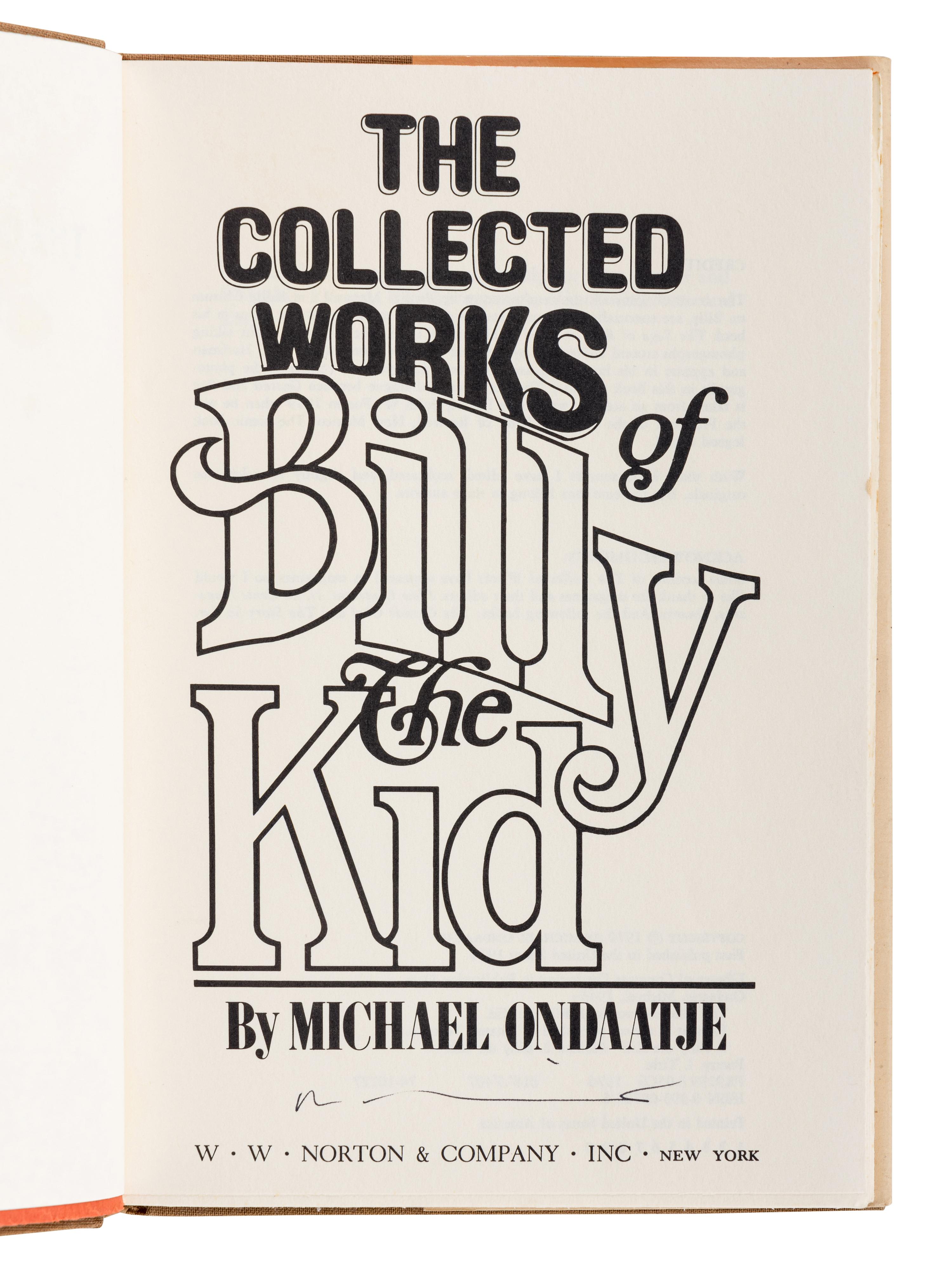 ONDAATJE, Michael (b. 1943). A group of 5 works by Ondaatje, ALL SIGNED OR INSCRIBED BY ONDAATJE, comprising: