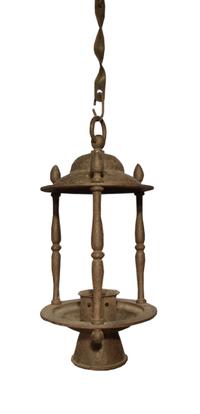 A Wrought Iron Lantern by Jose Thenee 9.5" W x 9.5" D x 25" H — Argentina, Circa 1930
