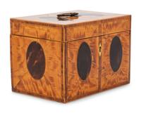 A George III Satinwood and Tortoiseshell Tea Caddy