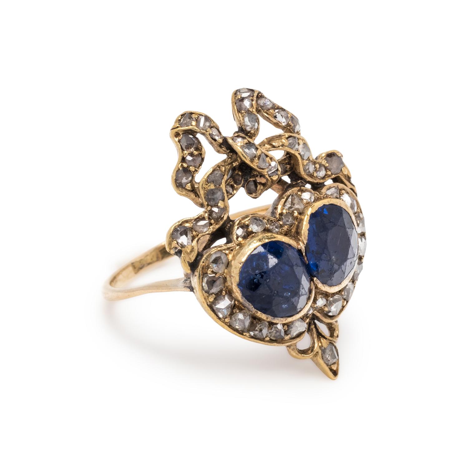 ANTIQUE, SAPPHIRE AND DIAMOND RING