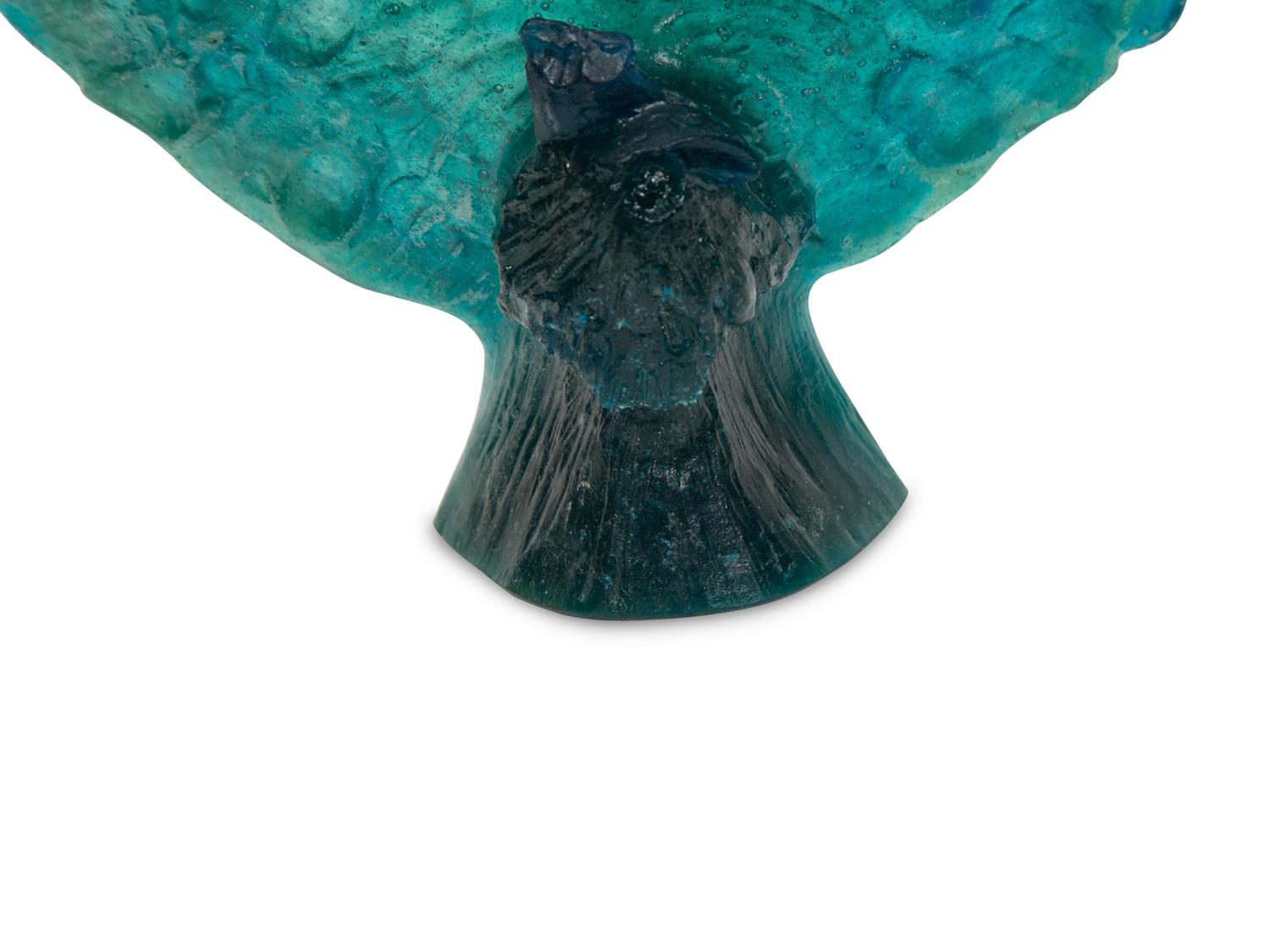 A Daum Pâte de Verre Paon Sculpture